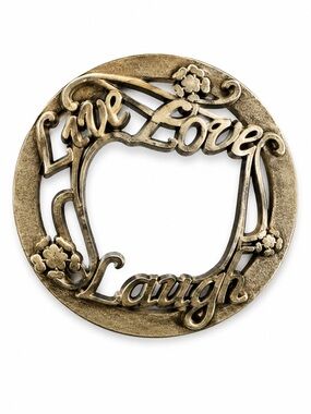 Live Love Laugh Decorative Round Candle Topper - Antique Silver Finish
